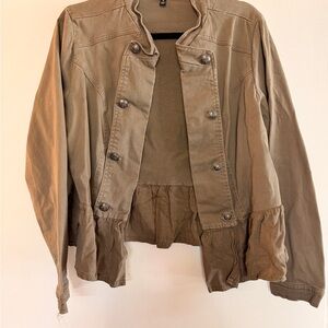 torrid Olive Utility Jacket with Ruffle Hem